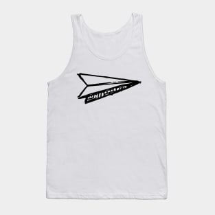 Paper Airplane Doodle Black Tank Top